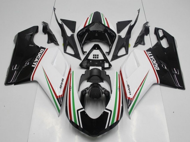 Aftermarket Black Green and White 07-12 Ducati 848 1098 1198 Motorcycle Fairings Sale