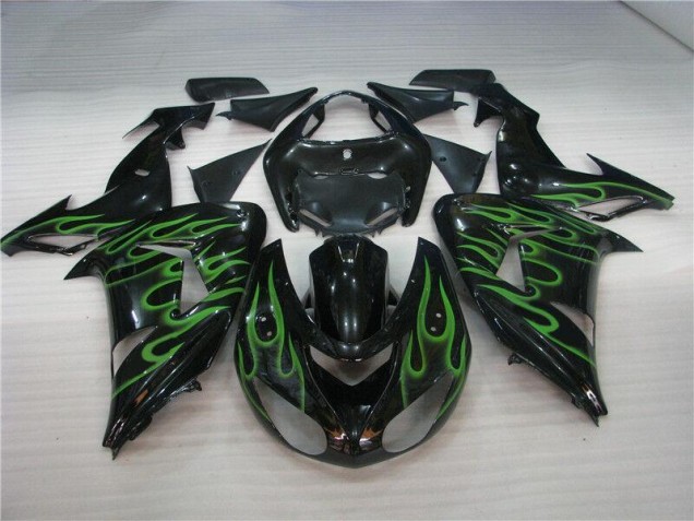 Aftermarket Black Green Flame 06-07 Kawasaki Ninja ZX10R Motorcycle Fairings Sale Aftermarket Black Green Flame 06-07 Kawasaki Ninja ZX10R Motorcycle Fairings Sale