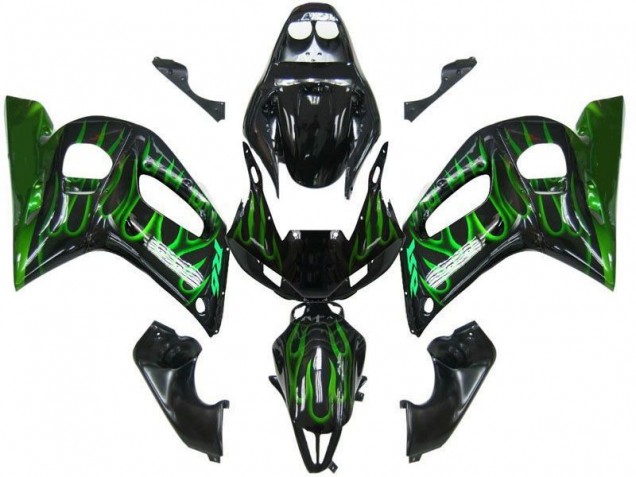 Aftermarket Black Green Flame 98-02 Yamaha YZF R6 Motorcycle Fairings Sale Aftermarket Black Green Flame 98-02 Yamaha YZF R6 Motorcycle Fairings Sale