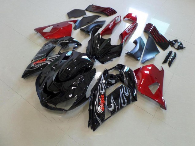 Aftermarket Black Nd Red Silver Flame 06-11 Kawasaki Ninja ZX14R Motorcycle Fairings Sale Aftermarket Black Nd Red Silver Flame 06-11 Kawasaki Ninja ZX14R Motorcycle Fairings Sale