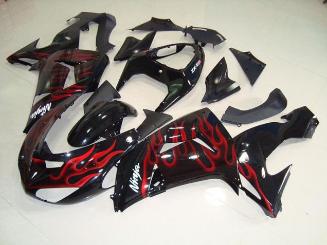 Aftermarket Black Red Flame 06-07 Kawasaki Ninja ZX10R Motorcycle Fairings Sale Aftermarket Black Red Flame 06-07 Kawasaki Ninja ZX10R Motorcycle Fairings Sale