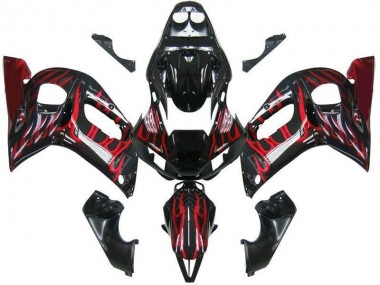 Aftermarket Black Red Flame 98-02 Yamaha YZF R6 Motorcycle Fairings Sale