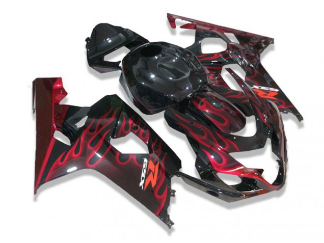 Aftermarket Black Red Flames 04-05 Suzuki GSXR 600/750 Motorcycle Fairings Sale Aftermarket Black Red Flames 04-05 Suzuki GSXR 600/750 Motorcycle Fairings Sale