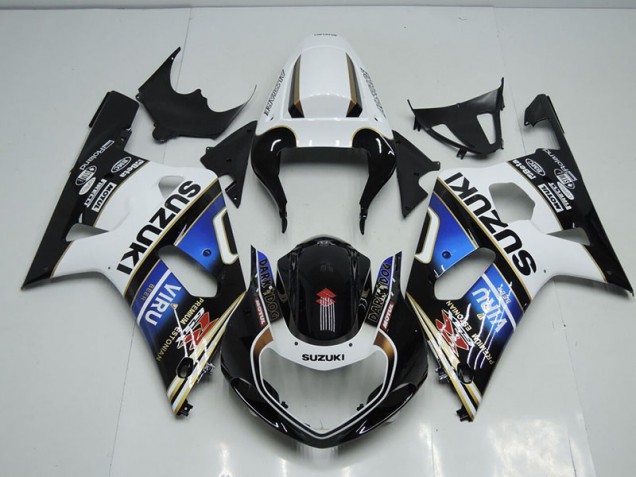 Aftermarket Black White Blue Viru 01-03 Suzuki GSXR750 2001-2003 Black White Blue Viru Suzuki GSXR750 Motorcycle Fairings Sale Aftermarket Black White Blue Viru 01-03 Suzuki GSXR750 2001-2003 Black White Blue Viru Suzuki GSXR750 Motorcycle Fairings Sale