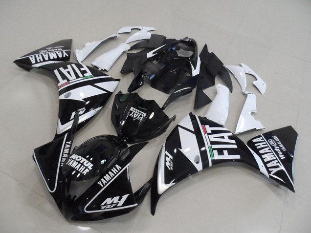 Aftermarket Black White Fiat 12-14 Yamaha YZF R1 Motorcycle Fairings Sale Aftermarket Black White Fiat 12-14 Yamaha YZF R1 Motorcycle Fairings Sale