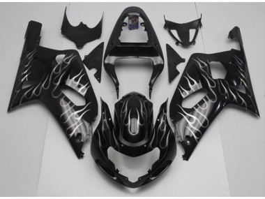 Aftermarket Black White Flame 01-03 Suzuki GSXR 600/750 Motorcycle Fairings Sale