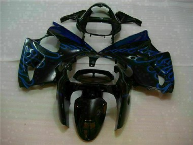 Aftermarket Black with Blue Flame 00-02 Kawasaki Ninja ZX6R Motorcycle Fairings Sale