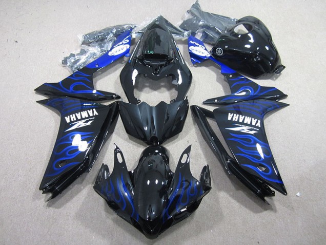 Aftermarket Black with Blue Flame 07-08 Yamaha YZF R1 Motorcycle Fairings Sale
