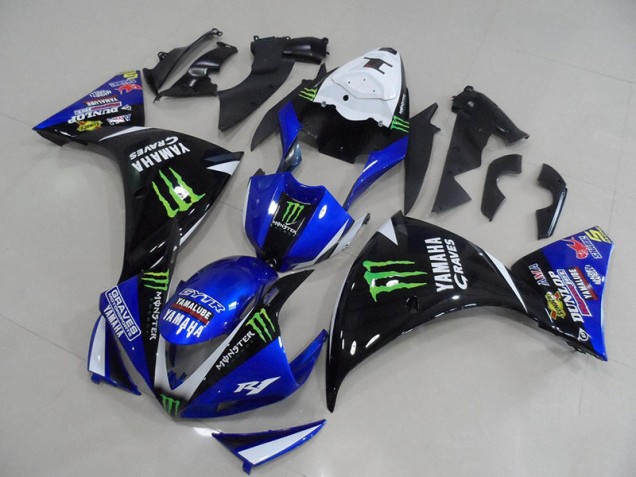 Aftermarket Blue Black Monster 12-14 Yamaha YZF R1 Motorcycle Fairings & Bodywork Sale Aftermarket Blue Black Monster 12-14 Yamaha YZF R1 Motorcycle Fairings & Bodywork Sale