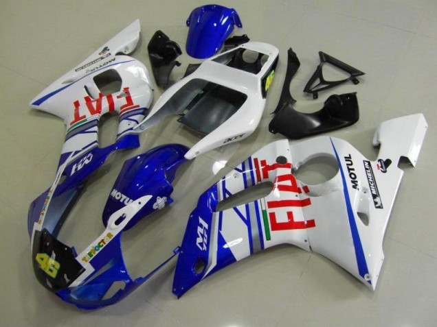 Aftermarket Blue White Fiat 98-02 Yamaha YZF R6 Motorcycle Fairings & Bodywork Sale Aftermarket Blue White Fiat 98-02 Yamaha YZF R6 Motorcycle Fairings & Bodywork Sale