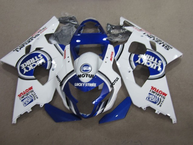 Aftermarket Blue White Lucky Strike Motul 04-05 Suzuki GSXR600 2004-2005 Blue White Lucky Strike Motul Suzuki GSXR600 Motorcycle Fairings Sale Aftermarket Blue White Lucky Strike Motul 04-05 Suzuki GSXR600 2004-2005 Blue White Lucky Strike Motul Suzuki GSXR600 Motorcycle Fairings Sale