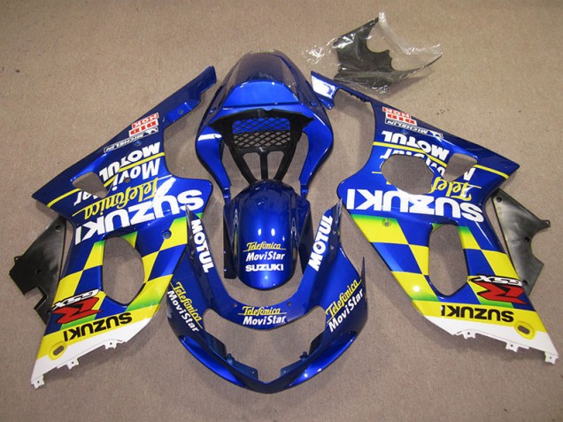 Aftermarket Blue Yellow Telefumica Movistar 00-02 Suzuki GSXR1000 Motorcycle Fairings Sale Aftermarket Blue Yellow Telefumica Movistar 00-02 Suzuki GSXR1000 Motorcycle Fairings Sale