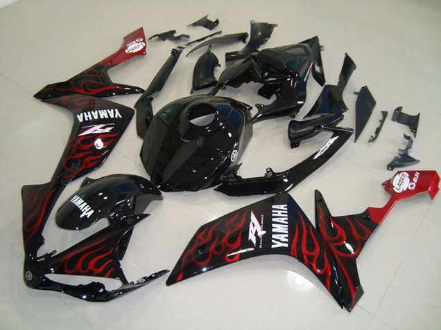 Aftermarket Glossy Black Flame 07-08 Yamaha YZF R1 Motorcycle Fairings Sale