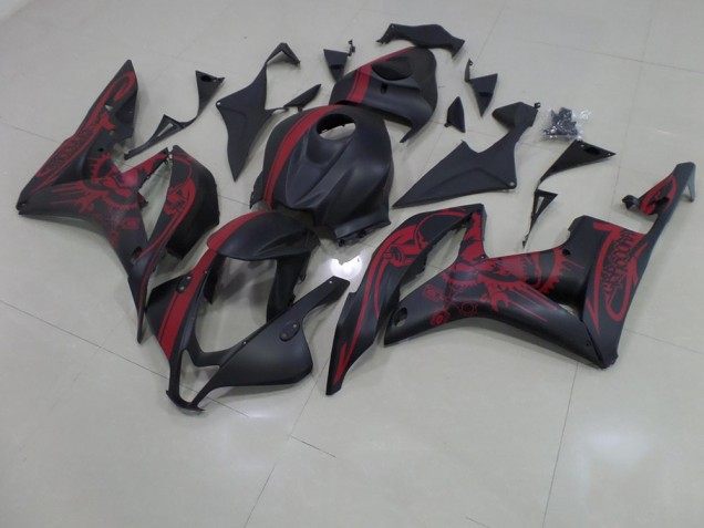 Aftermarket Matte Black Red Skull with Stripe 07-08 Honda CBR600RR Motorcycle Fairings Sale Aftermarket Matte Black Red Skull with Stripe 07-08 Honda CBR600RR Motorcycle Fairings Sale