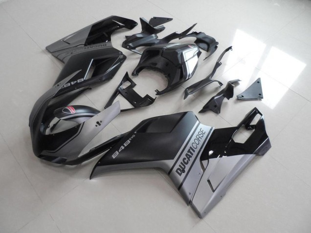 Aftermarket Matte Black Sliver OEM Style 07-12 Ducati 848 1098 1198 Motorcycle Fairings Sale Aftermarket Matte Black Sliver OEM Style 07-12 Ducati 848 1098 1198 Motorcycle Fairings Sale