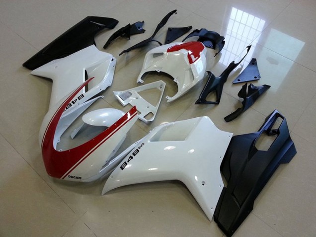 Aftermarket Matte Black White with Red Stripe 07-12 Ducati 848 1098 1198 Motorcycle Fairings Sale Aftermarket Matte Black White with Red Stripe 07-12 Ducati 848 1098 1198 Motorcycle Fairings Sale