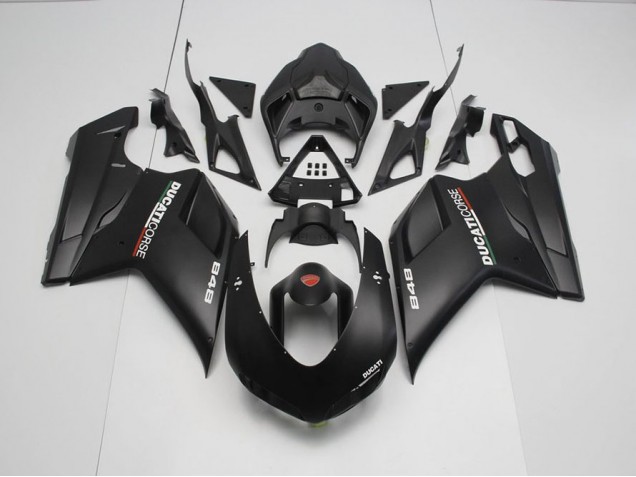 Aftermarket Matte Black with White Decals 07-12 Ducati 848 1098 1198 Motorcycle Fairings Sale Aftermarket Matte Black with White Decals 07-12 Ducati 848 1098 1198 Motorcycle Fairings Sale