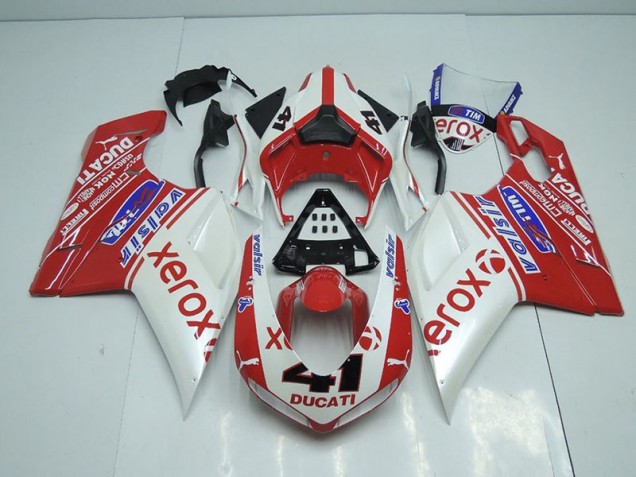 Aftermarket Pearl White New Xerox 07-12 Ducati 848 1098 1198 Motorcycle Fairings Sale