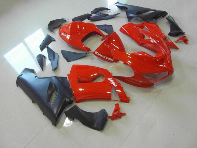 Aftermarket Red and Matte Black 05-06 Kawasaki Ninja ZX6R Motorcycle Fairings Sale