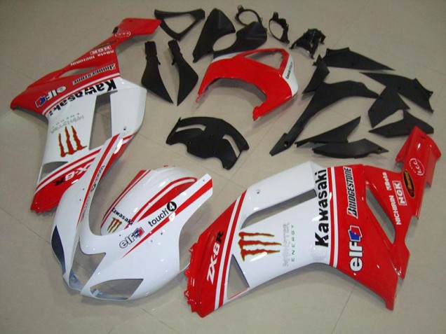 Aftermarket Red and White 07-08 Kawasaki Ninja ZX6R Motorcycle Fairings Sale Aftermarket Red and White 07-08 Kawasaki Ninja ZX6R Motorcycle Fairings Sale