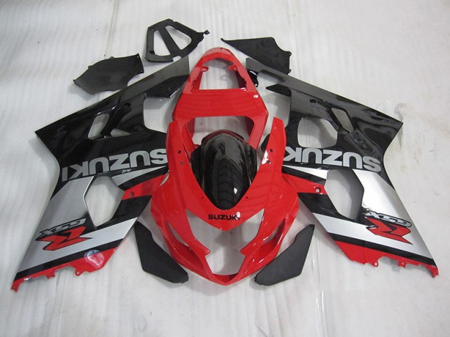 Aftermarket Red Black Silver 04-05 Suzuki GSXR600 2004-2005 Red Black Silver Suzuki GSXR600 Motorcycle Fairings Sale