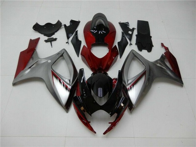 Aftermarket Red Silver 06-07 Suzuki GSXR 600/750 Motorcycle Fairings Sale
