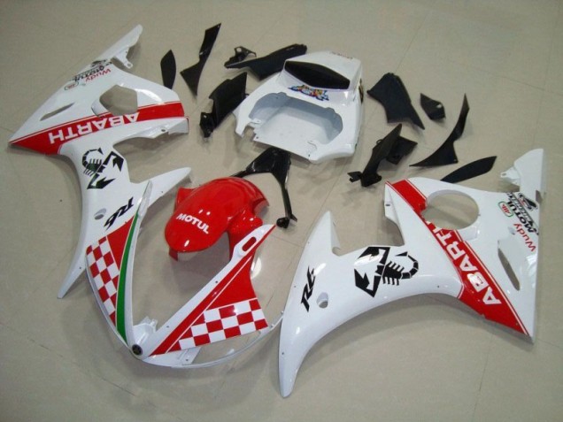 Aftermarket Red White 03-05 Yamaha YZF R6 Full Fairing Kit Sale Aftermarket Red White 03-05 Yamaha YZF R6 Full Fairing Kit Sale