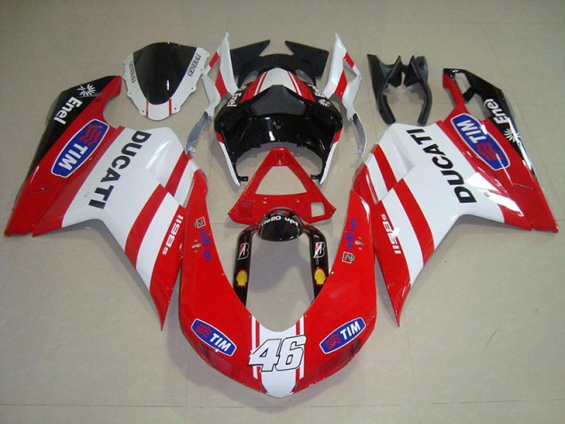 Aftermarket Red White 46 07-12 Ducati 848 1098 1198 Motorcycle Fairings Sale Aftermarket Red White 46 07-12 Ducati 848 1098 1198 Motorcycle Fairings Sale