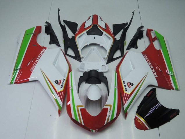Aftermarket Red White and Green 07-12 Ducati 848 1098 1198 Motorcycle Fairings Sale Aftermarket Red White and Green 07-12 Ducati 848 1098 1198 Motorcycle Fairings Sale