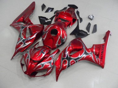 Aftermarket Red with Black Grey Flame 06-07 Honda CBR1000RR Motorcycle Fairings Sale