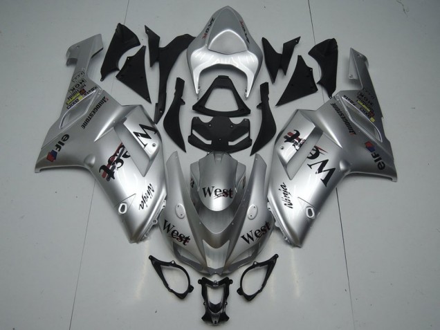Aftermarket Silver West 07-08 Kawasaki Ninja ZX6R Motorcycle Fairings Sale Aftermarket Silver West 07-08 Kawasaki Ninja ZX6R Motorcycle Fairings Sale