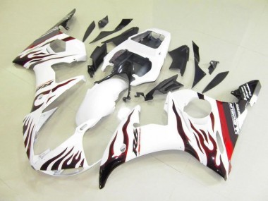 Aftermarket White and Flame 03-05 Yamaha YZF R6 Motorcycle Fairings Sale