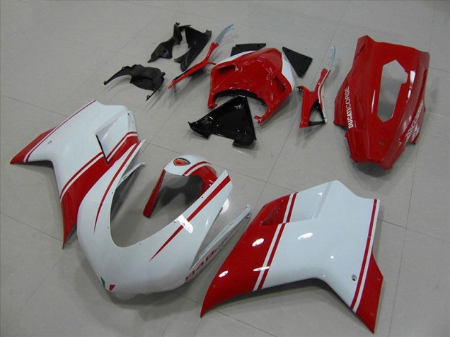 Aftermarket White and Red Racing Version 07-12 Ducati 848 1098 1198 Motorcycle Fairings Sale Aftermarket White and Red Racing Version 07-12 Ducati 848 1098 1198 Motorcycle Fairings Sale