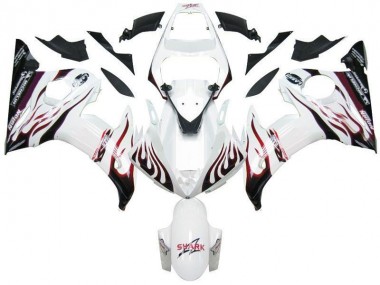 Aftermarket White Black Red Flame 03-05 Yamaha YZF R6 Motorcycle Fairings Sale