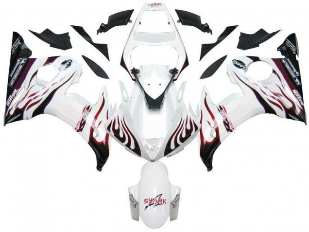 Aftermarket White Black Red Flame 03-05 Yamaha YZF R6 Motorcycle Fairings Sale Aftermarket White Black Red Flame 03-05 Yamaha YZF R6 Motorcycle Fairings Sale