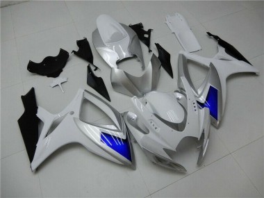 Aftermarket White Blue 06-07 Suzuki GSXR 600/750 Plastics Fairing Kits Sale