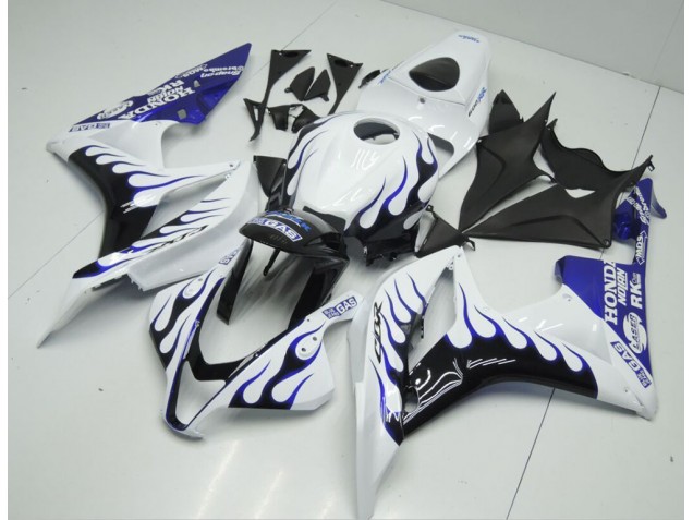 Aftermarket White Blue Flame 07-08 Honda CBR600RR Motorcycle Fairings Sale