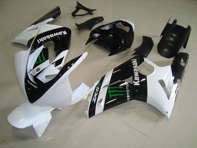 Aftermarket White Monster 03-04 Kawasaki Ninja ZX6R Motorcycle Fairings & Bodywork Sale Aftermarket White Monster 03-04 Kawasaki Ninja ZX6R Motorcycle Fairings & Bodywork Sale