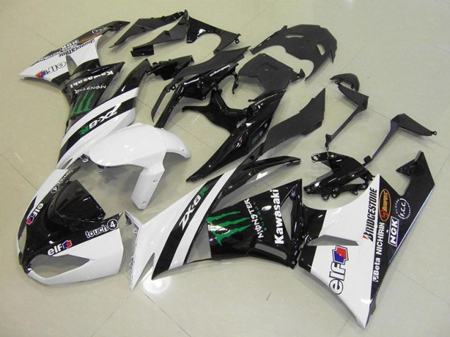 Aftermarket White Monster 09-12 Kawasaki Ninja ZX6R Motorcycle Fairings Sale Aftermarket White Monster 09-12 Kawasaki Ninja ZX6R Motorcycle Fairings Sale