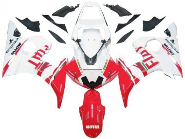 Aftermarket White Red Fiat 03-05 Yamaha YZF R6 Motorcycle Fairings Sale