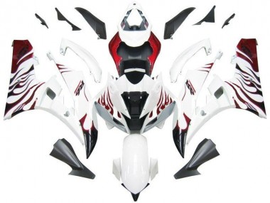 Aftermarket White Red Flame 06-07 Yamaha YZF R6 Motorcycle Fairings Sale