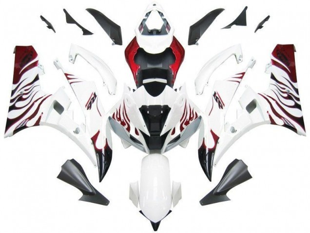 Aftermarket White Red Flame 06-07 Yamaha YZF R6 Motorcycle Fairings Sale