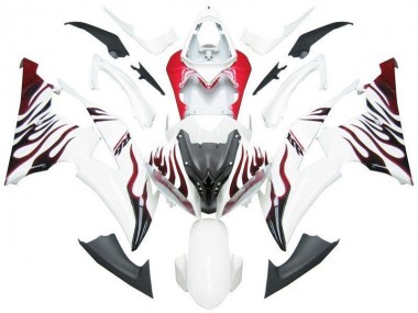 Aftermarket White Red Flame R6 08-16 Yamaha YZF R6 Motorcycle Fairings Sale