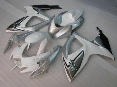 Aftermarket White Silver 06-07 Suzuki GSXR 600/750 Full Fairing Kit Sale