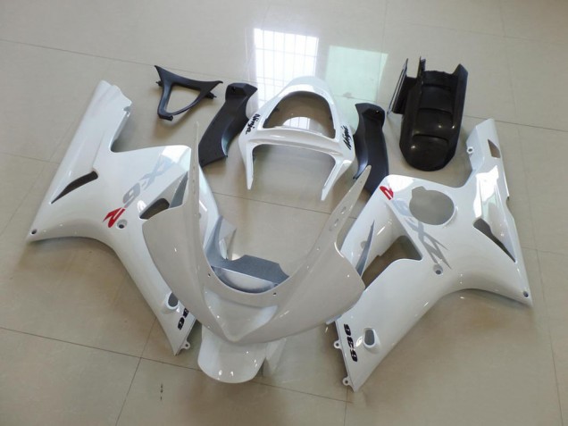 Aftermarket White with Silver Decals 03-04 Kawasaki Ninja ZX6R Motorcycle Fairings Sale Aftermarket White with Silver Decals 03-04 Kawasaki Ninja ZX6R Motorcycle Fairings Sale